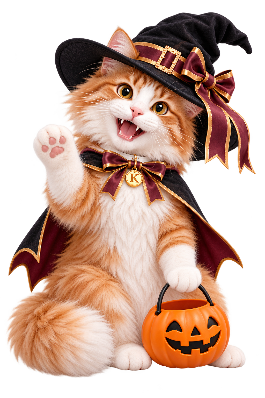 Kiki the wizard cat waving a paw